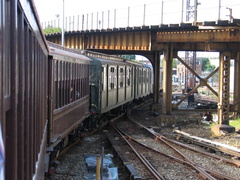 BU Gate Car 1407 &amp; R-1 100 @ Coney Island Yard. Photo taken by Brian Weinberg, 7/25/2004.