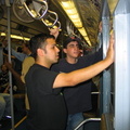 Railfans on R-7A 1575. Photo taken by Brian Weinberg, 7/25/2004.