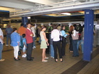 Long line for the single MVM accepting bills @ 42 St - Port Authority Bus Terminal (A). Photo taken by Brian Weinberg, 8/22/2004