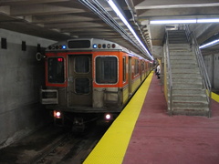 SEPTA Broad Street Subway train @ Pattison (Lower Level) because of an Eagle home game. Photo taken by Brian Weinberg, 9/12/2004