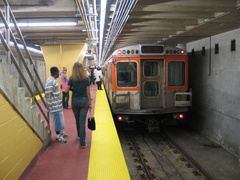 SEPTA Broad Street Subway train @ Pattison (Lower Level) because of an Eagle home game. Photo taken by Brian Weinberg, 9/12/2004