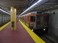 SEPTA Broad Street Subway train @ Pattison (Lower Level) because of an Eagle home game. Photo taken by Brian Weinberg, 9/12/2004