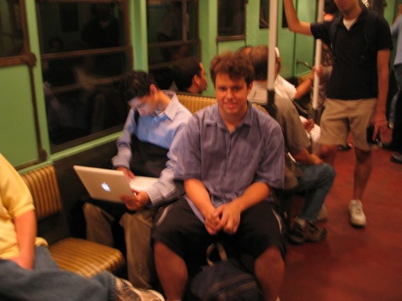 R-4 484 (interior) with John and Lincoln (in service on the F line / Centennial Celebration Special). Photo taken by Brian Weinb