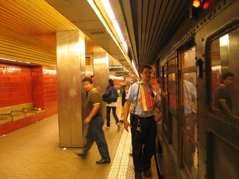 R-4 401 @ Lexington Av - 63 St (in service on the F line / Centennial Celebration Special). Photo taken by Brian Weinberg, 9/26/2004. IMG_0760.jpg