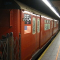 R-33WF 9334 @ 34 St - Herald Square (SB exp track). Part of a work train. Photo taken by Brian Weinberg, 10/22/2004.