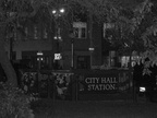 New (temporary) Entrance to the City Hall station (original) @ City Hall Park. Photo taken by Brian Weinberg, 10/26/2004.
