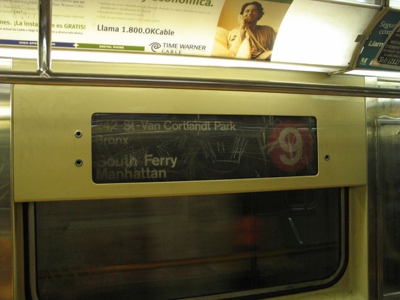 Rollsign on R-62A 2365 on the final (9) train ever. Photo taken by Brian Weinberg, 5/27/2005.