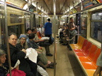 R-62A 2365 (interior). Last (9) train ever. Note all of the railfans onboard. Photo taken by Brian Weinberg, 5/27/2005.
