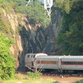 MNCR P32AC-DM 220 and Shoreliner coaches Roger Sherman and Cedar Hill @ Marble Hill at the rock cut (MNCR Hudson Line). Photo ta