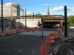 NJT Newark City Subway extension construction @ Newark Broad Street. Photo taken by Brian Weinberg, 10/23/2005.