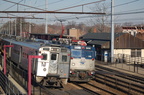 NJT Arrow III MU 1451 and Amtrak AEM-7AC 906 @ Elizabeth, NJ. Photo taken by Brian Weinberg, 12/18/2005.