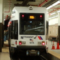 NCS LRV 107A @ Newark Penn Station. There was a delay in service due to a stalled LRV. Photo taken by Brian Weinberg, 12/18/2005