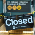 Entrance @ 23 St (N/R/W). Station was closed because of the TWU strike. Photo taken by Brian Weinberg, 12/22/2005.