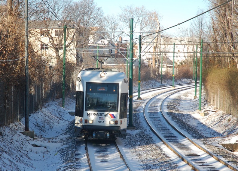 NJT Newark City Subway (NCS) LRV 105A @ Davenport Avenue. Photo taken by Brian Weinberg, 1/15/2006. DSC_1597a.jpg