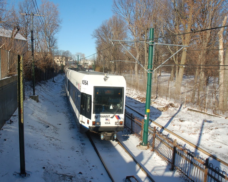NJT Newark City Subway (NCS) LRV 105A @ Davenport Avenue. Photo taken by Brian Weinberg, 1/15/2006. DSC_1603a.jpg