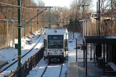 NJT Newark City Subway (NCS) LRV 102B @ Davenport Avenue. Photo taken by Brian Weinberg, 1/15/2006.