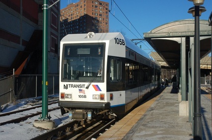 NJT Newark City Subway (NCS) LRV 105B @ Orange Street. Photo taken by Brian Weinberg, 1/15/2006.