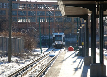 NJT Newark City Subway (NCS) LRV 116A @ Orange Street. Photo taken by Brian Weinberg, 1/15/2006.