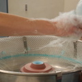 Making kosher cotton candy. Photo taken by Brian Weinberg, 1/21/2006.