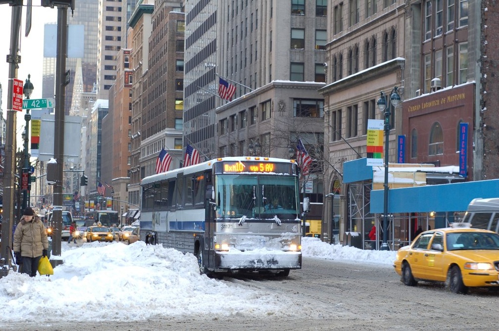 MTA Bus MCI Crusier 3117 @ 42 St &amp; 5th Ave (BxM10). Photo taken by Brian Weinberg, 2/13/2006.