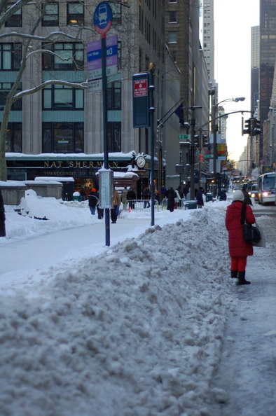 Bus stop covered in snow @ 42 St & 5th Ave (M2, M3, M5). Photo taken by Brian Weinberg, 2/13/2006. DSC_2378a.jpg