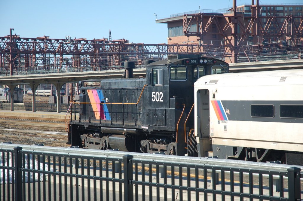 NJ Transit SW1500 502 @ Hoboken Terminal. Photo taken by Brian Weinberg, 2/19/2006.