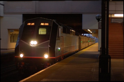 NJ Transit PL42AC 4025 @ Secaucus Transfer. Photo taken by Brian Weinberg, 2/19/2006.