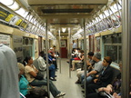 R-36WF 9576 @ Times Square-42 St (7). Note the blue windowsill. Photo taken by Brian Weinberg, 08/06/2003.