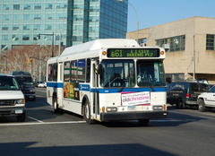 MTA NYCT Orion V 599 @ Jackson Ave &amp; 43 Ave (B61). Photo taken by Brian Weinberg, 3/22/2006.