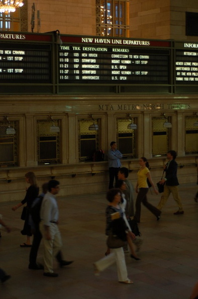 New Haven Line Departure Board @ Grand Central Terminal showing the special US OPEN trains to Mamaroneck. Photo taken by Brian W