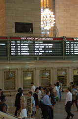 New Haven Line Departure Board @ Grand Central Terminal showing the special US OPEN trains to Mamaroneck. Photo taken by Brian W