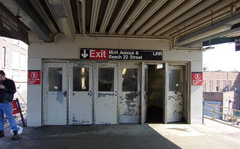 Far Rockaway - Mott Av (A). Note that GP38 Chris is in the photo. Photo taken by Brian Weinberg, March 9, 2003.