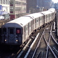 R-62A 2190 @ 125 St (1). Train is traveling northbound and is switching from the middle track to the northbound track. Photo tak