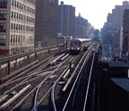 R-62A @ 125 St (1). Train is traveling northbound and is switching from the middle track to the northbound track. Photo taken by