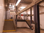 Fulton Street station complex, connection from the eastern IND mezzanine to the southbound BMT platform (upper level). View is l