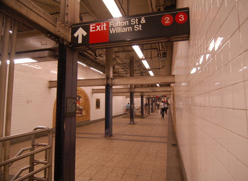 Broadway-Nassau Street (A/C) - eastern mezzanine, looking east. This is part of the Fulton Street station complex. Photo taken b