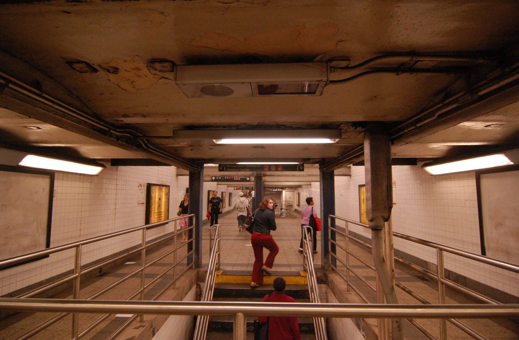 Broadway-Nassau Street (A/C) - western mezzanine, looking west. This is part of the Fulton Street station complex. Photo taken b