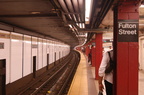 Fulton Street (J/M/Z) - close to the front of the northbound platform, i.e. the lower level (looking south). Photo taken by Bria