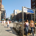 SE entrance to 23 St & 6 Av (F/V/PATH). This entrance is maintained by PATH. Note the yellow sign depicting stairs going UP