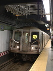 R-40 4285 @ Times Square - 42 St (W) - southbound platform, with the new staircase overhead.