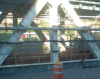 Stranded (B) train on the Manhattan Bridge. Power was shut off due to a fire. Photo taken by Brian Weinberg, 8/16/2006.