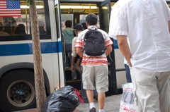 Bad people boarding through the rear door @ 231 St and Broadway. Photo taken by Brian Weinberg, 8/25/2006.