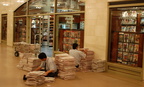 Newspapers being prepared for sale at Hudson News @ Grand Central Terminal. Photo taken by Brian Weinberg, 8/30/2006.