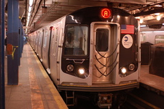 R-160A-2 8653 @ 59 St - Columbus Circle (A). Set is on 4th run of first day of 30-day test. Photo taken by Brian Weinberg, 10/16