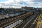 MNCR M-7A 4252 and LIRR M-7 @ Sunnyside. Photo taken by Brian Weinberg, 11/9/2006.
