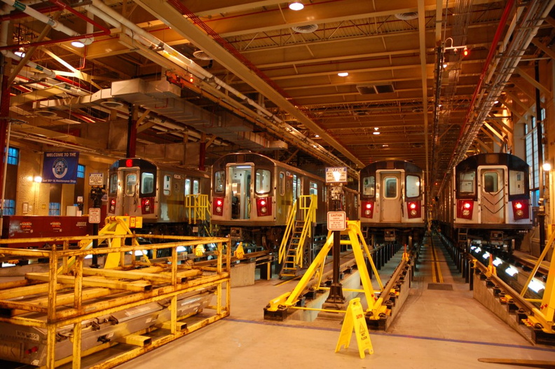 L to R: R-142 6736, 6836, 6861, and R-142A 7245 @ East 180th Street Maintenance Facility (Bronx). Photo taken by Brian Weinberg, 4/15/2007. DSC_2363.jpg