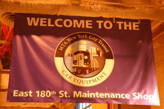 Welcome flag @ East 180th Street Maintenance Facility (Bronx). Photo taken by Brian Weinberg, 4/15/2007.