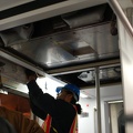 R-142 6736 @ East 180th Street Maintenance Facility (Bronx). B-end air conditioning unit is being installed. Photo taken by Bria