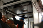 R-142 6736 @ East 180th Street Maintenance Facility (Bronx). B-end air conditioning unit is being installed. Photo taken by Bria