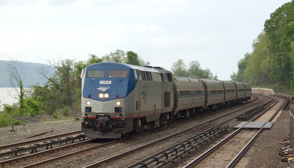 Amtrak P32AC-DM 704 @ Riverdale (Empire Service train #242). Photo taken by Brian Weinberg, 5/20/2007.